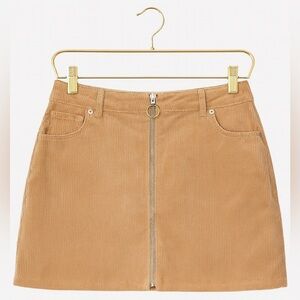 Love Tree Junior’s Medium Brown Corduroy Zip Front Mini Skirt